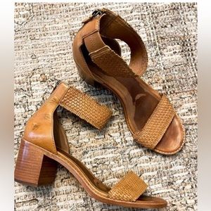Frye Braided Leather Block Heel Sandals Size 8